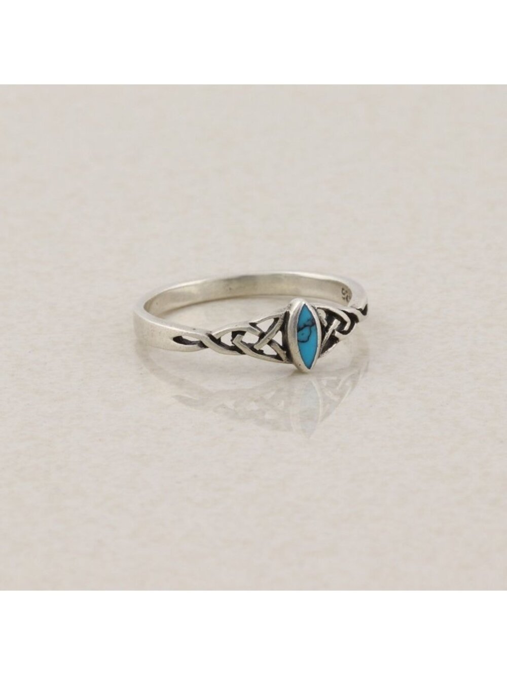 Sterling Silver Natural Turquoise Celtic Knot Ring Size 7 - Picture 5 of 7
